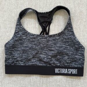 Victorias‎ Secret Sport Bra The Player Racerback black strappy gym Medium